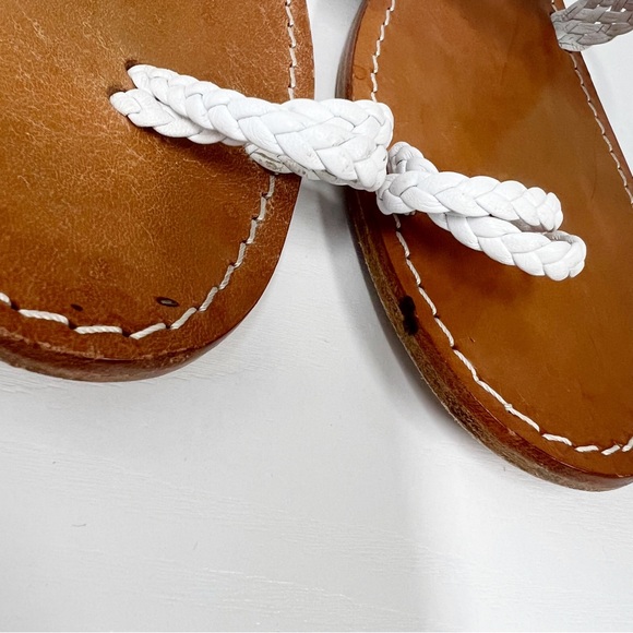 100% Capri Woven Braided Sandals Leather 41 White 10 - Picture 5 of 6